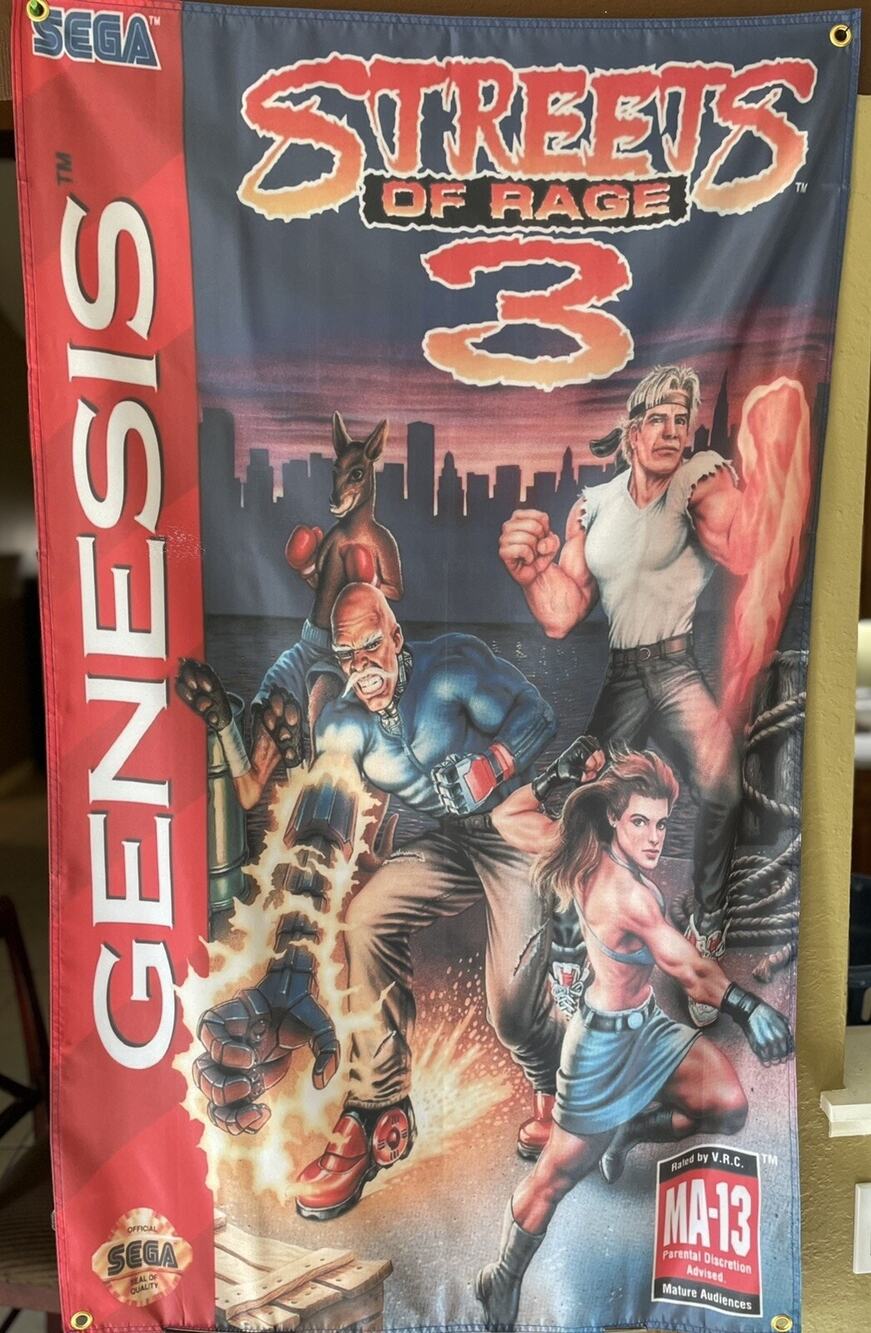 Streets of Rage 3 5ft Flag Sega Genesis 1994 Banner Poster